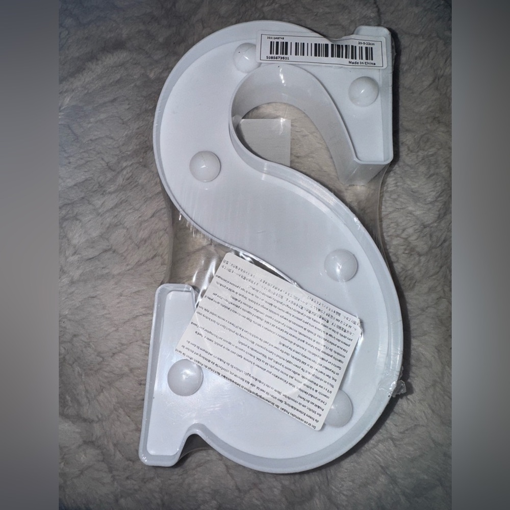 S battery powered letter light for desk, office or dorm room fun for kids NWT